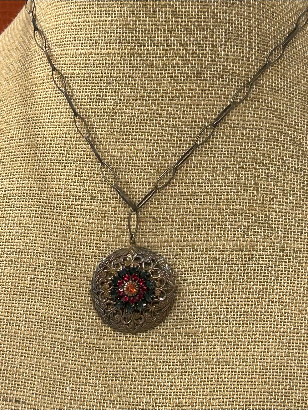Liz Palacios Vintage-Style Filigree Necklace with Swarovski Crystals